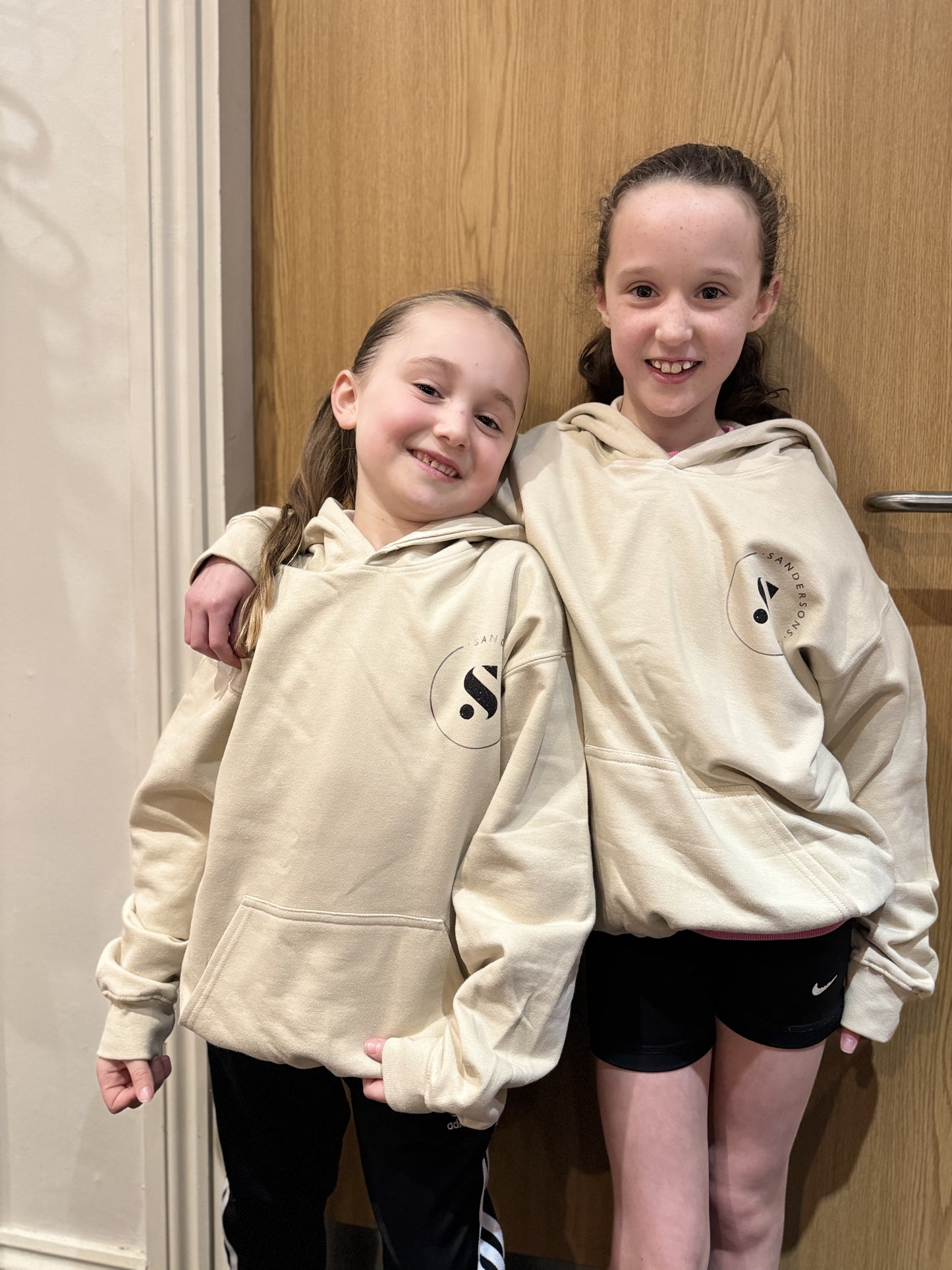 HOODIE PULLOVER SAND & BLACK GLITTER & SILVER METALLIC PRINT- KIDS & ADULT SIZES
