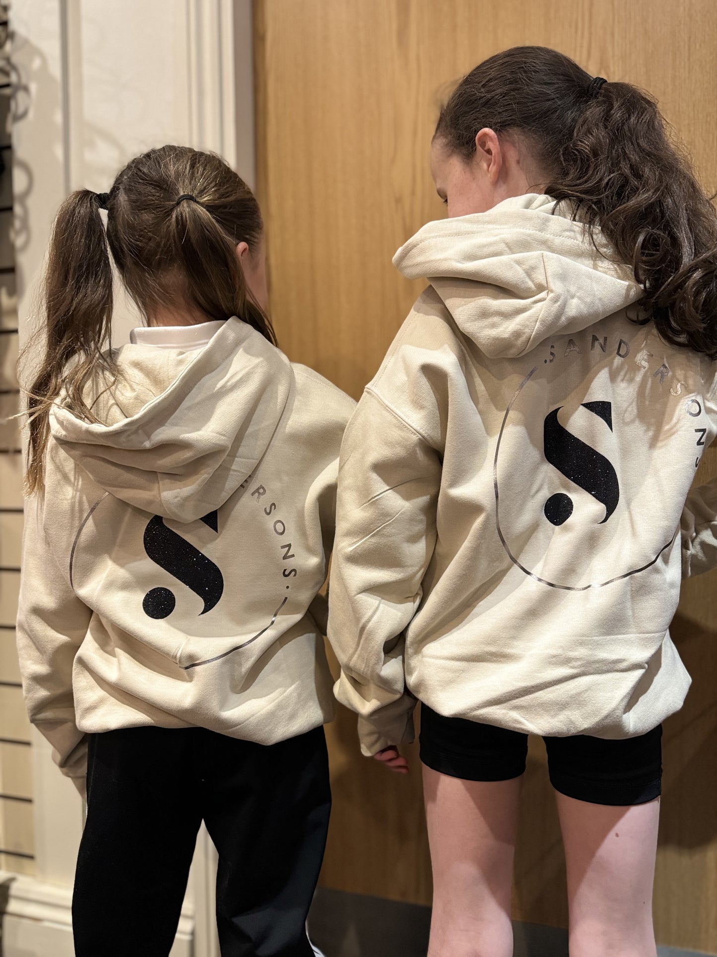 HOODIE PULLOVER SAND & BLACK GLITTER & SILVER METALLIC PRINT- KIDS & ADULT SIZES