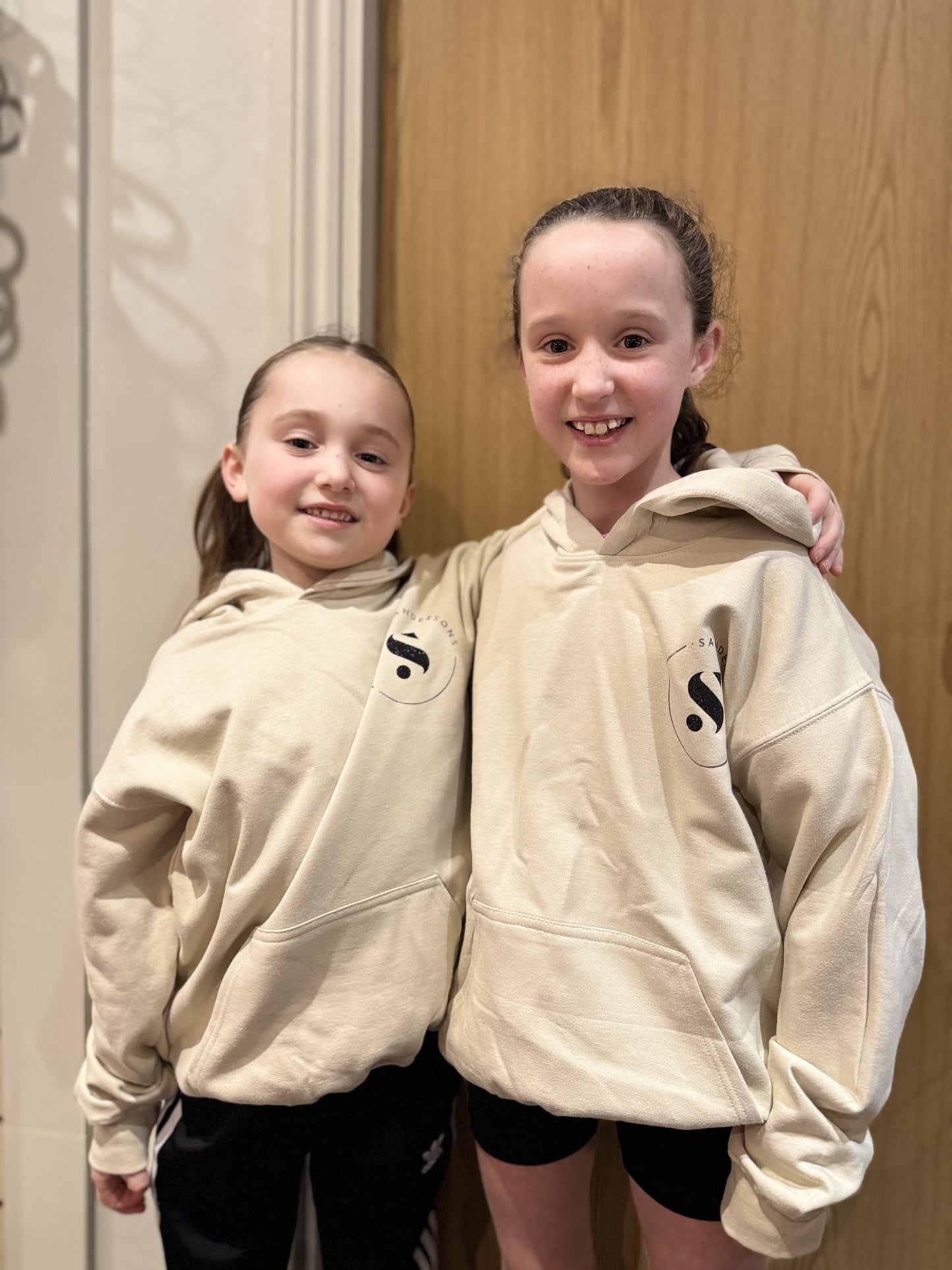HOODIE PULLOVER SAND & BLACK GLITTER & SILVER METALLIC PRINT- KIDS & ADULT SIZES