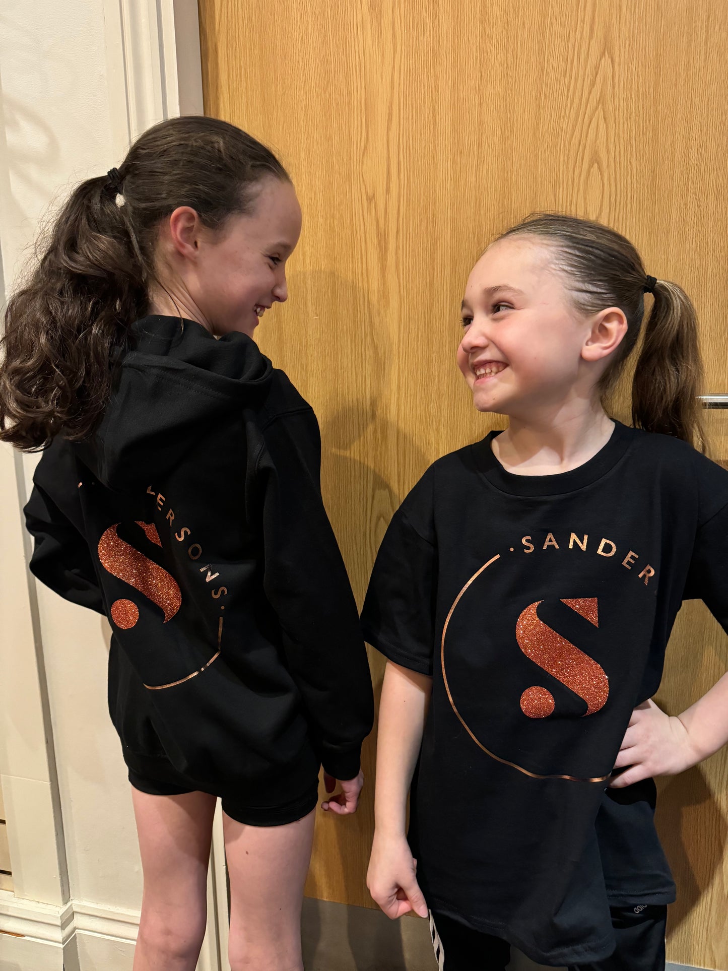 HOODIE ZIP BLACK WITH METALLIC COPPER & ORANGE GLITTER - KIDS & ADULT SIZES