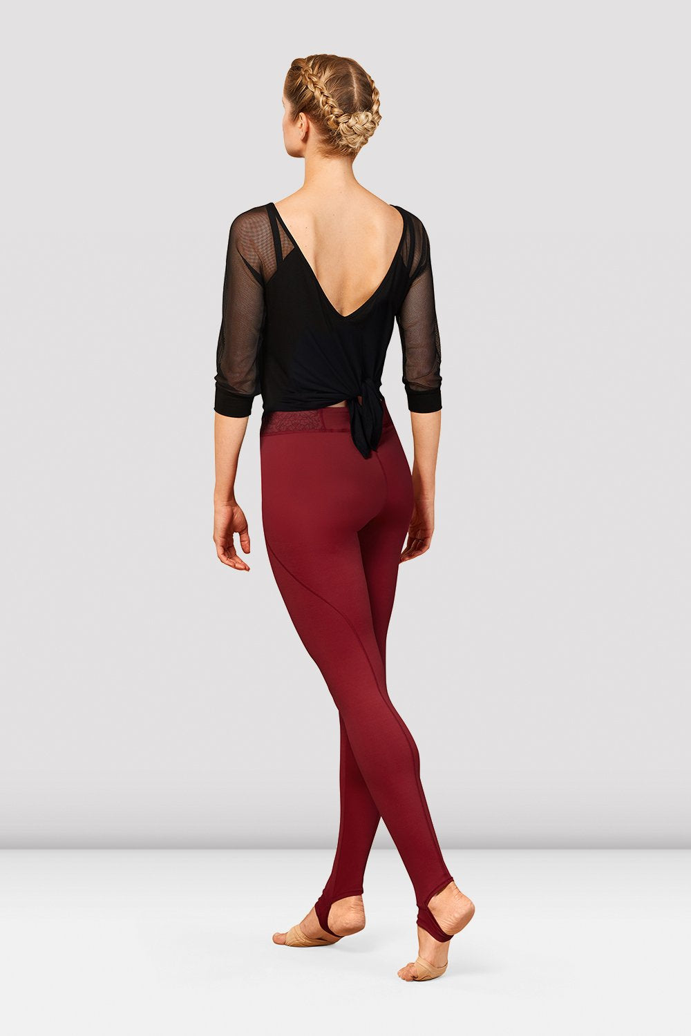 ADULT BLOCH MESH SLEEVE TIE BACK TOP