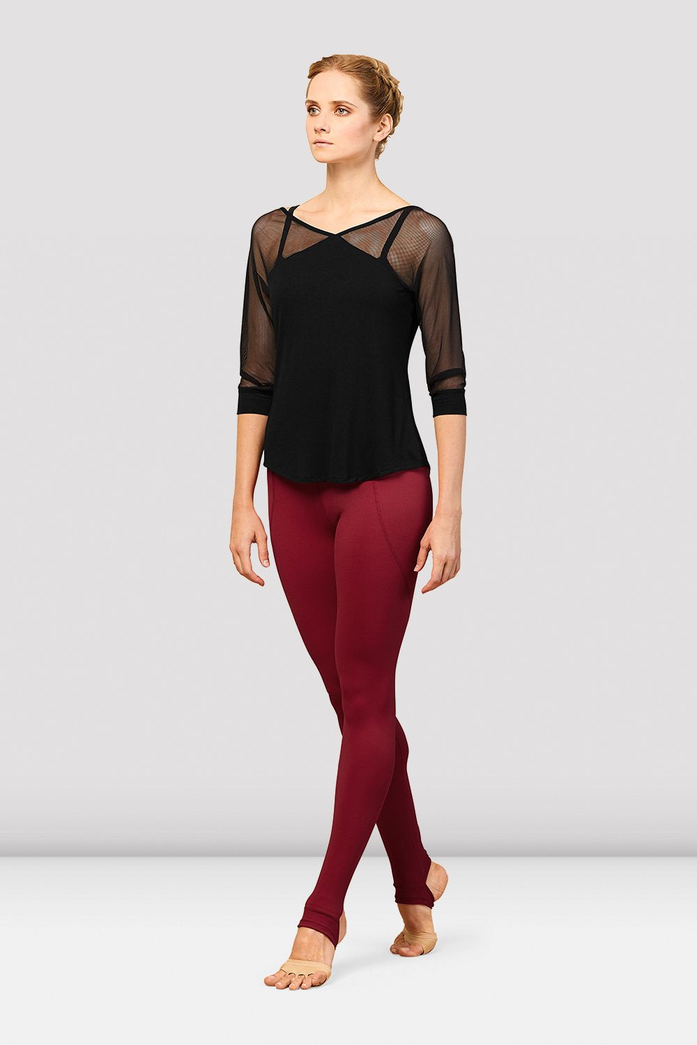 ADULT BLOCH MESH SLEEVE TIE BACK TOP
