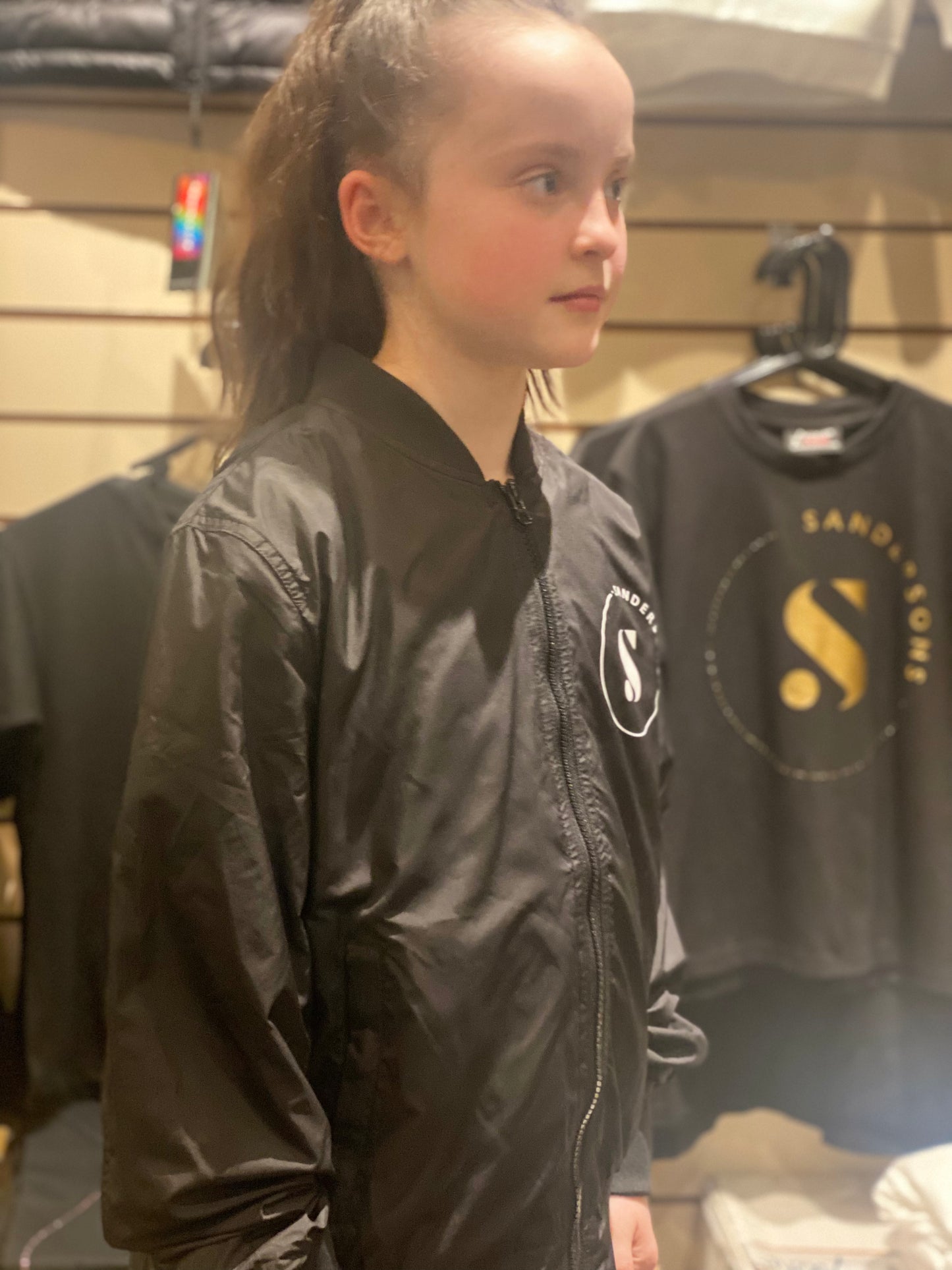 JACKET ZIPPED BOMBER WITH WHITE LOGO ON FRONT & BACK- ADULT SIZES