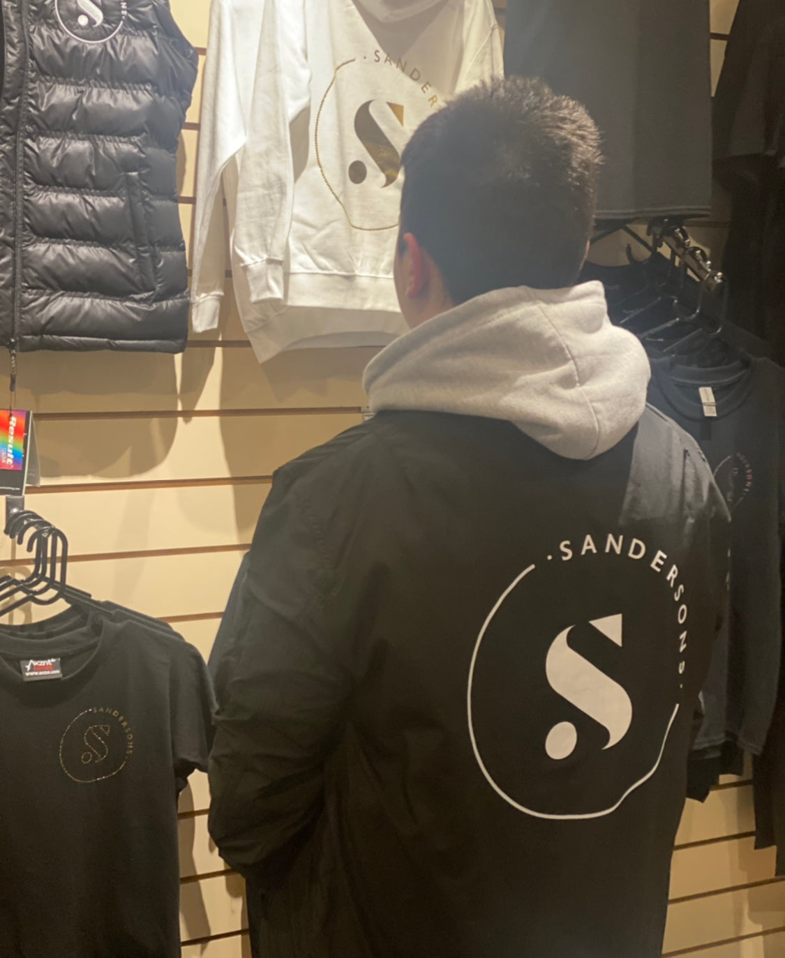 JACKET ZIPPED BOMBER WITH WHITE LOGO ON FRONT & BACK- ADULT SIZES