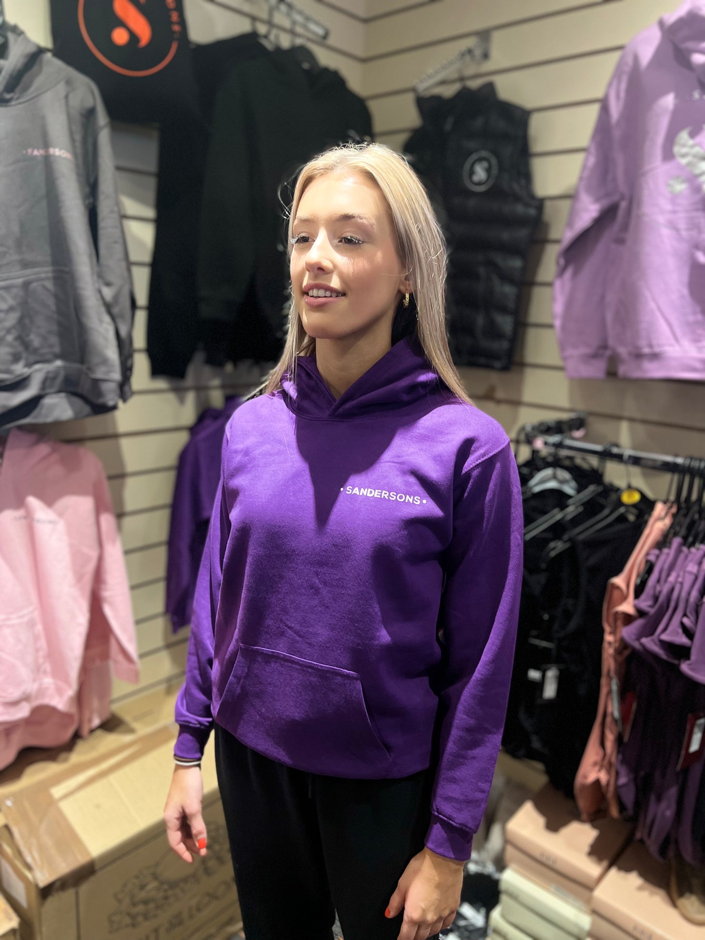 HOODIE PULLOVER PURPLE WITH CRYSTALS- KIDS SIZES