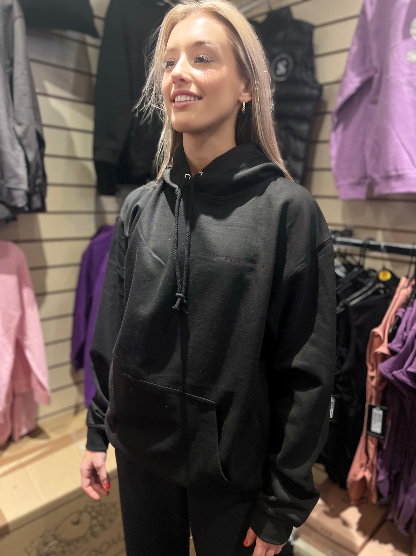 HOODIE PULLOVER BLACK WITH CRYSTALS - KIDS & ADULT SIZES