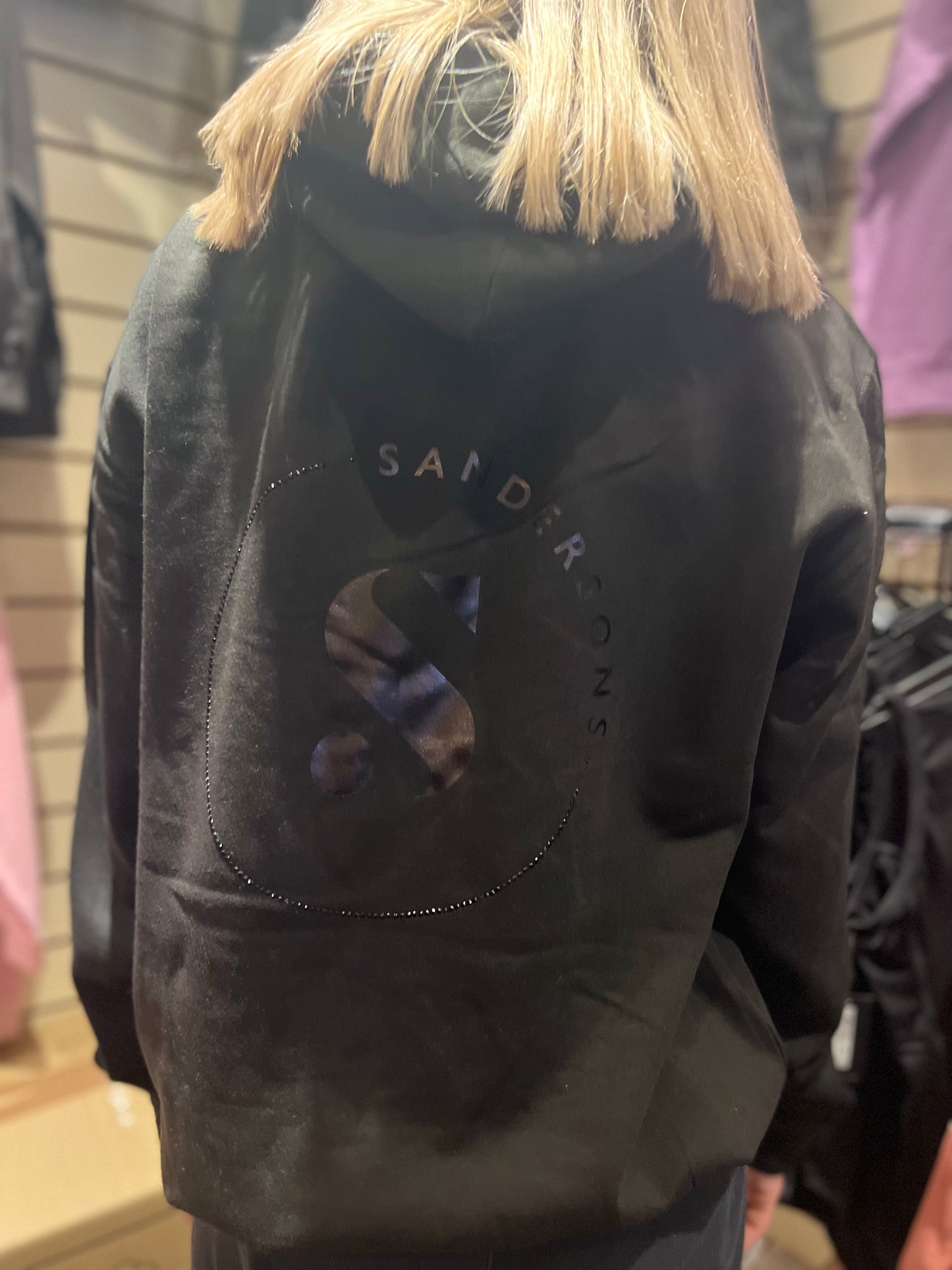 HOODIE PULLOVER BLACK WITH CRYSTALS - KIDS & ADULT SIZES