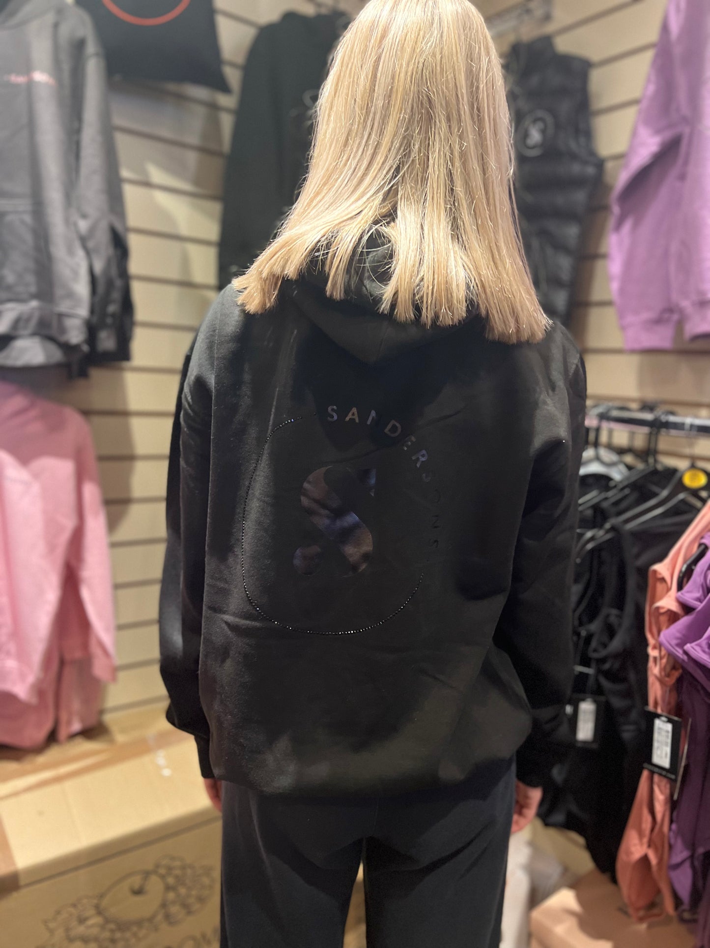 HOODIE PULLOVER BLACK WITH CRYSTALS - KIDS & ADULT SIZES