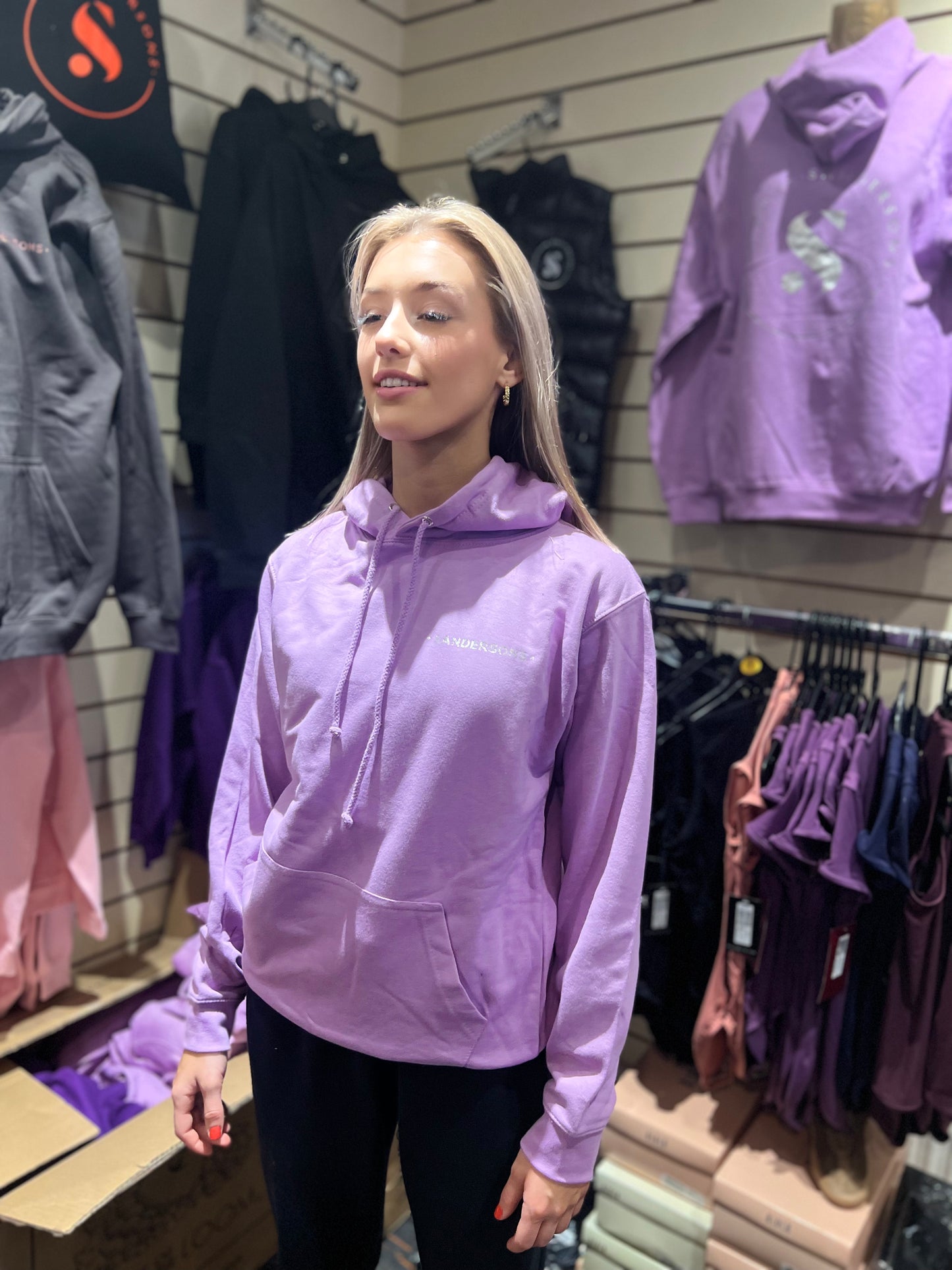 HOODIE PULLOVER LAVENDER WITH CRYSTALS- ADULT SIZES