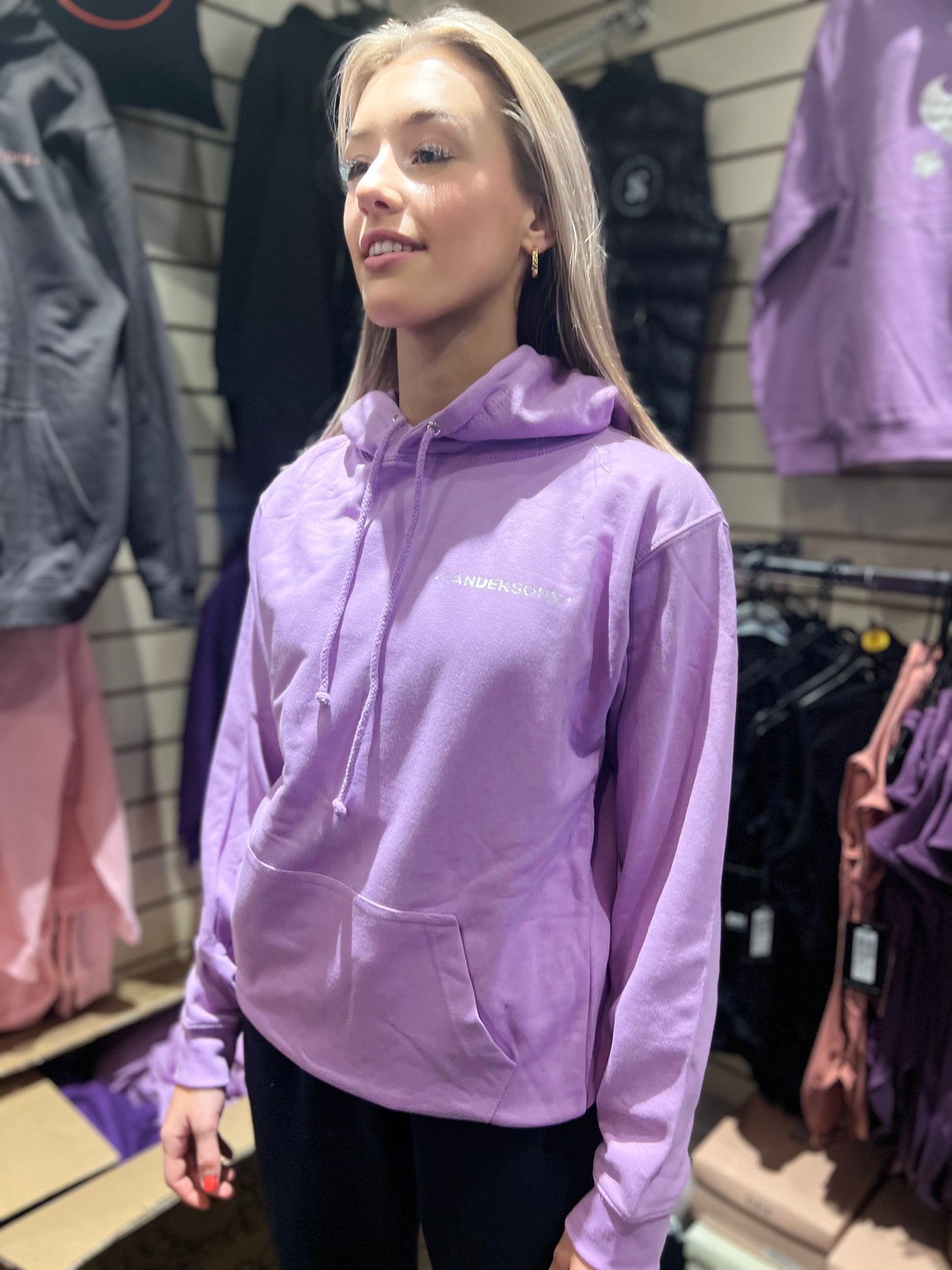 HOODIE PULLOVER LAVENDER WITH CRYSTALS- ADULT SIZES