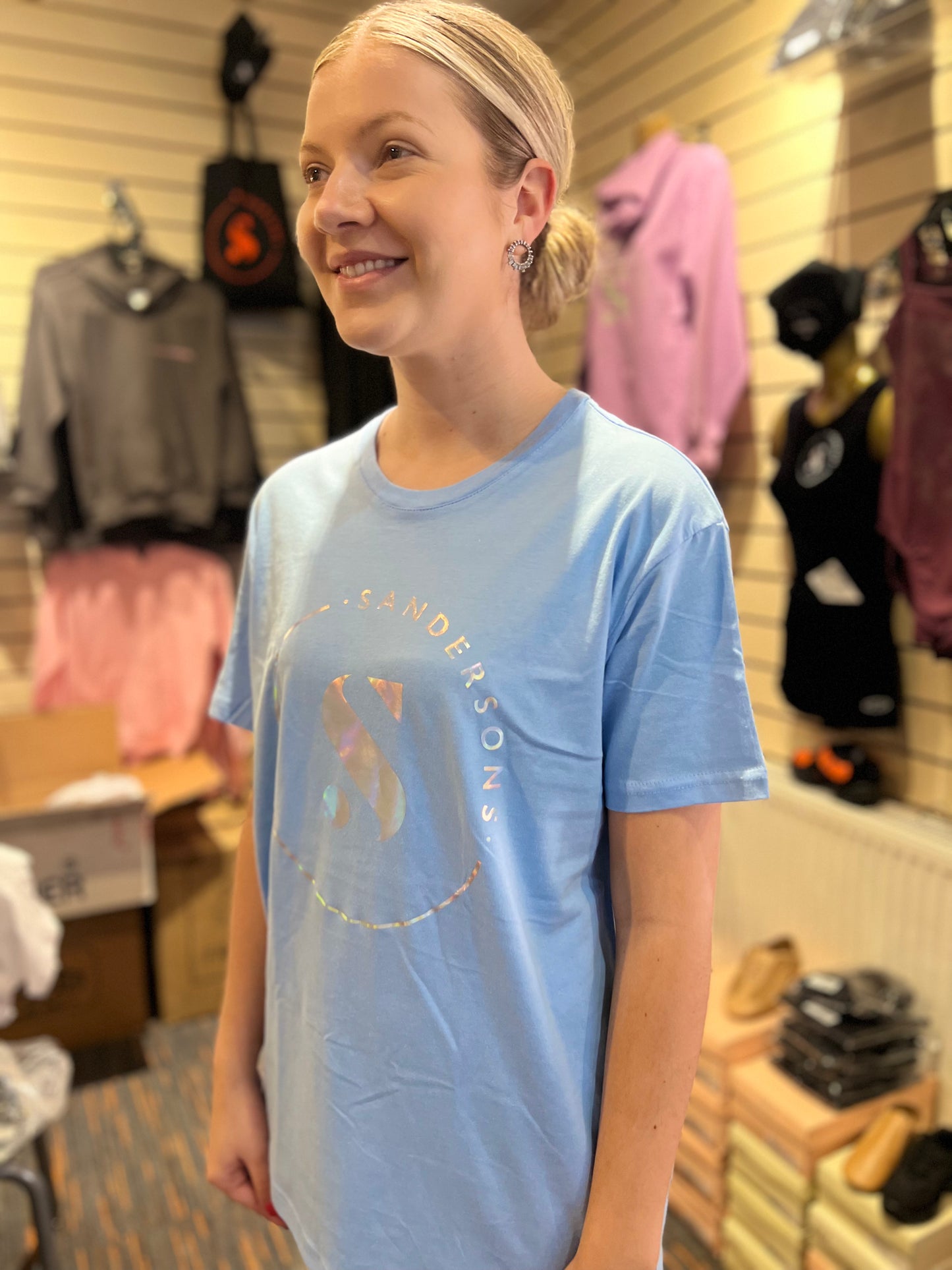 T SHIRT BLUE WITH HOLOGRAPHIC LOGO - KIDS & ADULTS SANDERSONS