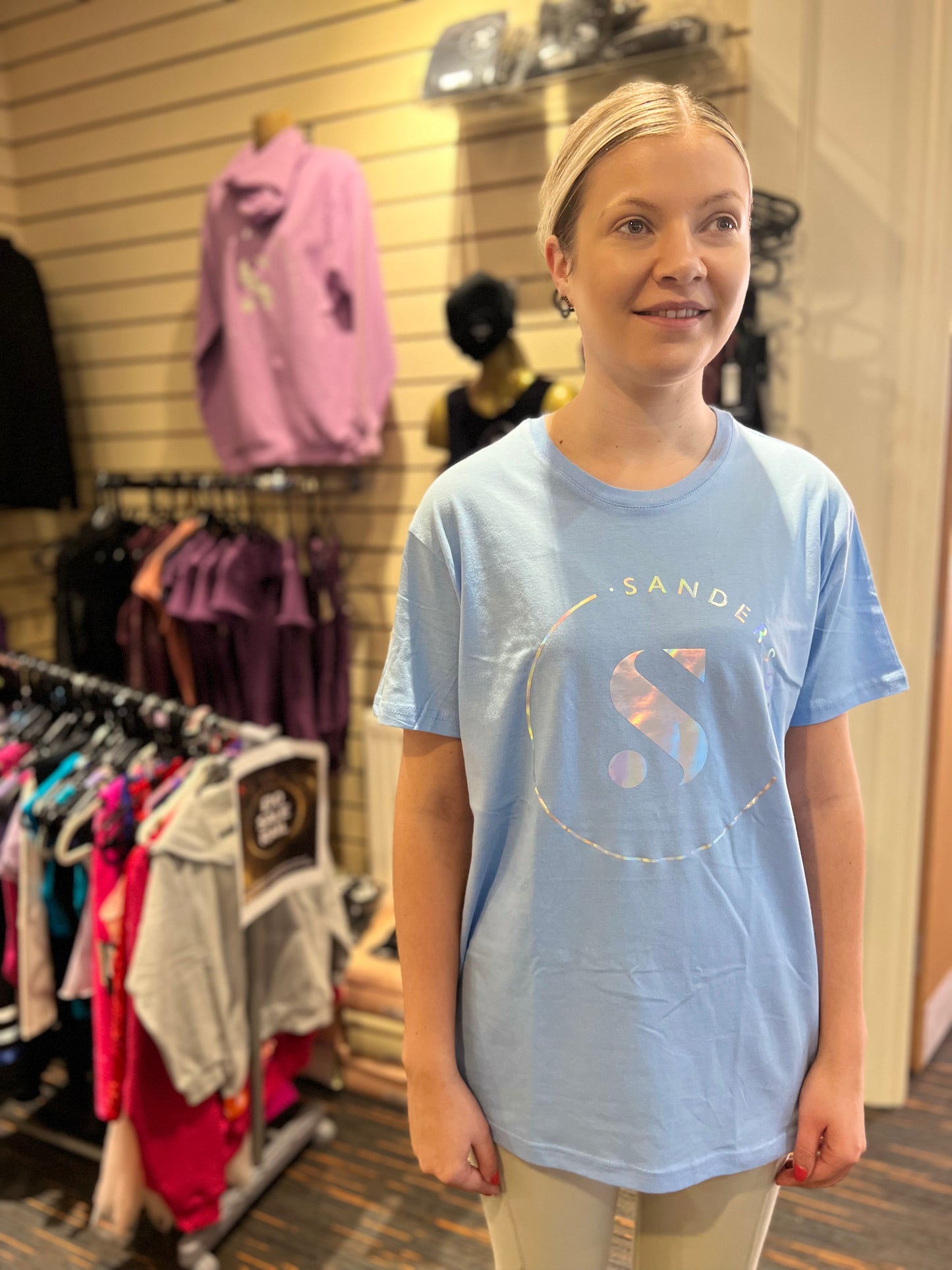 T SHIRT BLUE WITH HOLOGRAPHIC LOGO - KIDS & ADULTS SANDERSONS