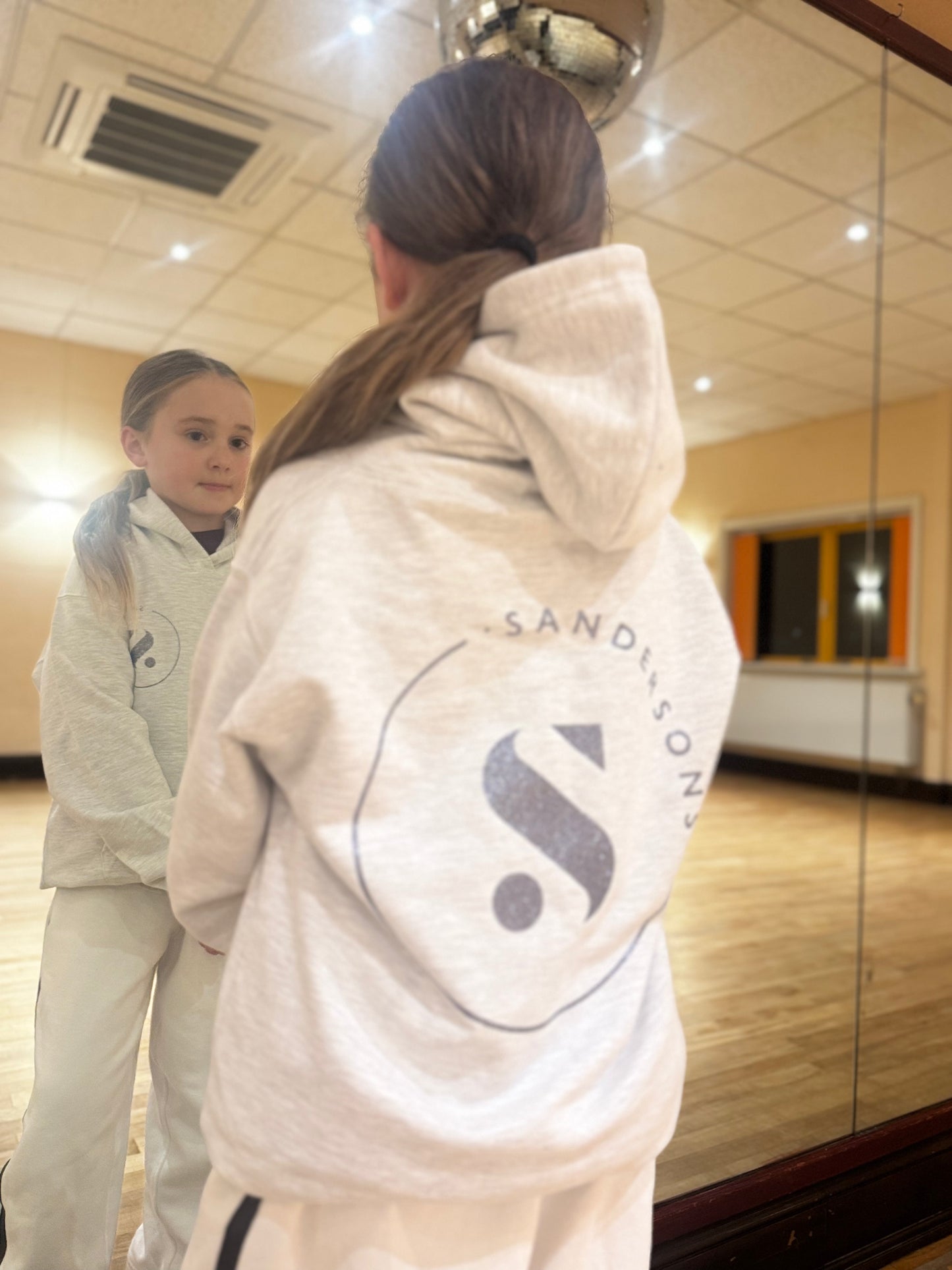 HOODIE PULLOVER GREY & DARK GREY GLITTER PRINT-  KIDS & ADULT SIZES