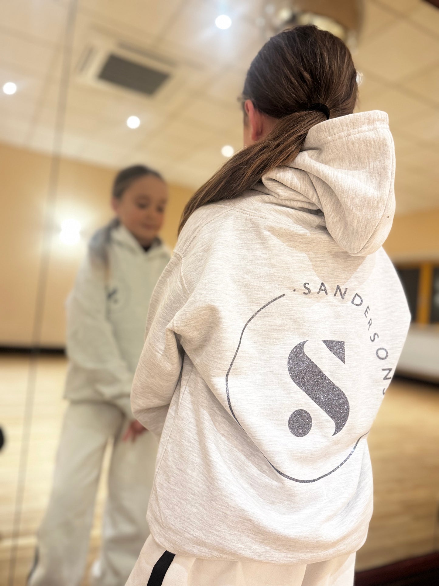 HOODIE PULLOVER GREY & DARK GREY GLITTER PRINT-  KIDS & ADULT SIZES