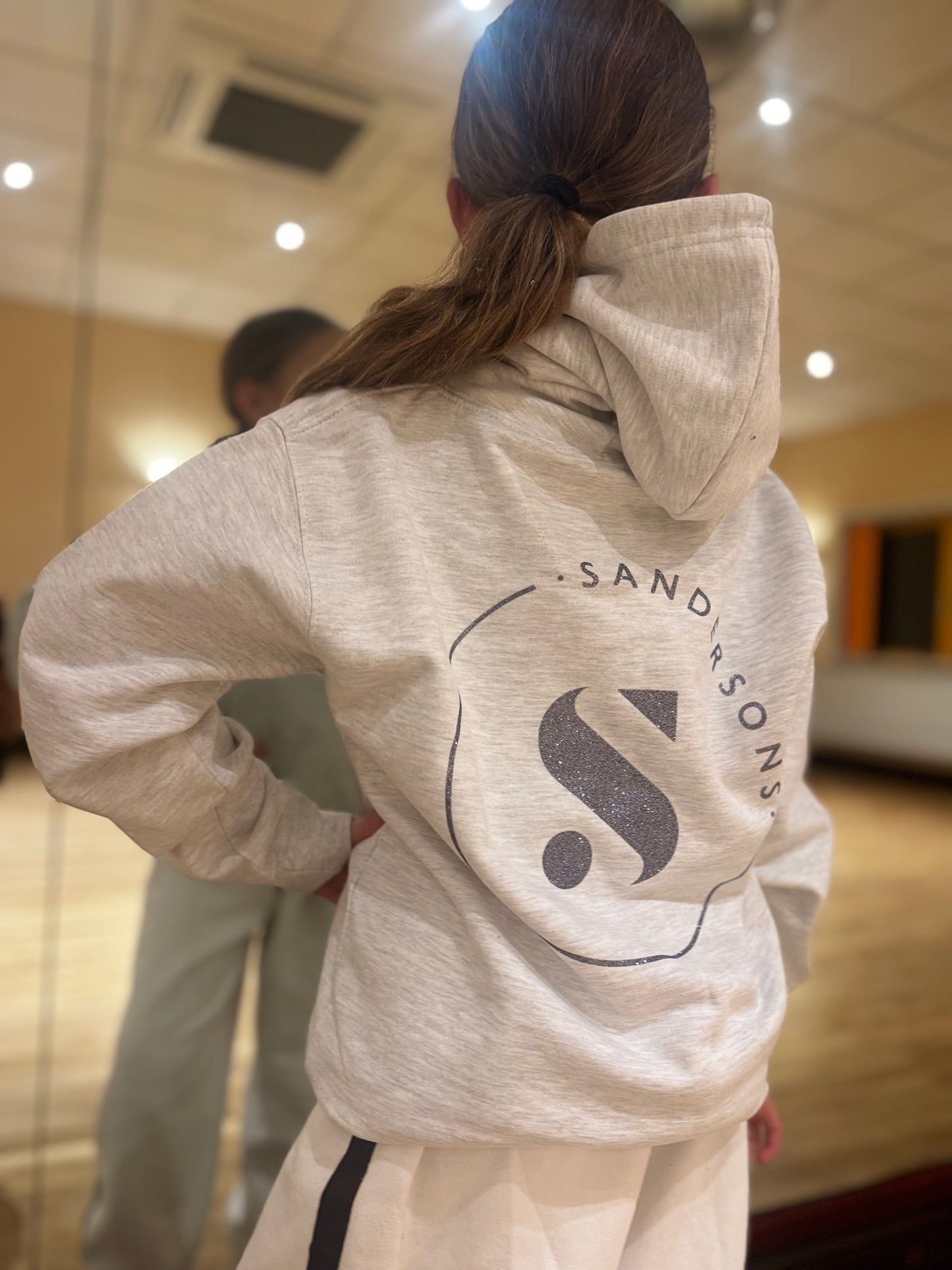 HOODIE PULLOVER GREY & DARK GREY GLITTER PRINT-  KIDS & ADULT SIZES