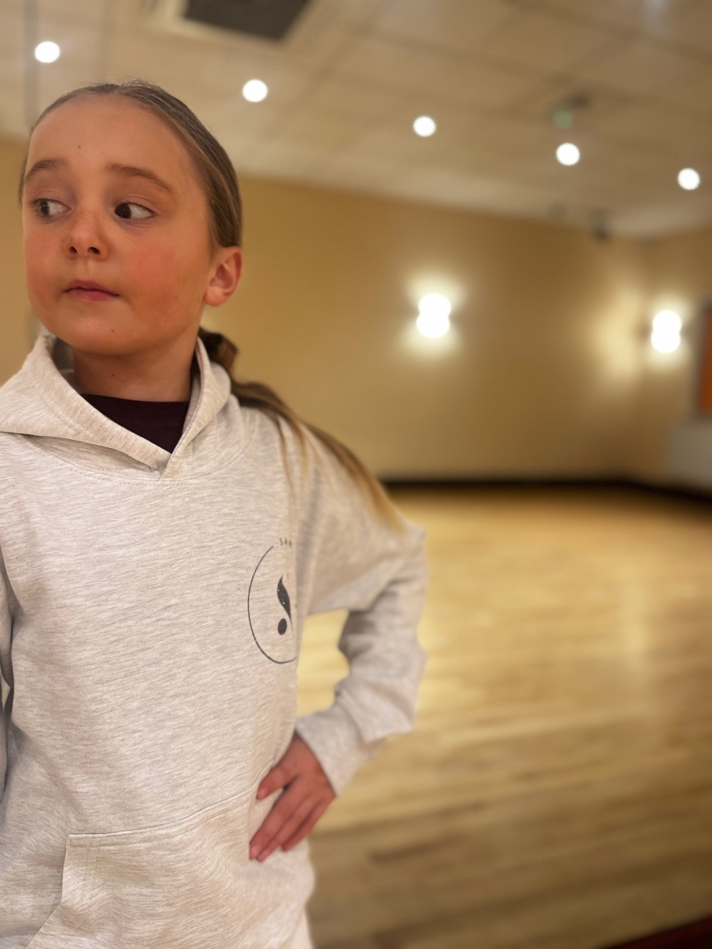 HOODIE PULLOVER GREY & DARK GREY GLITTER PRINT-  KIDS & ADULT SIZES