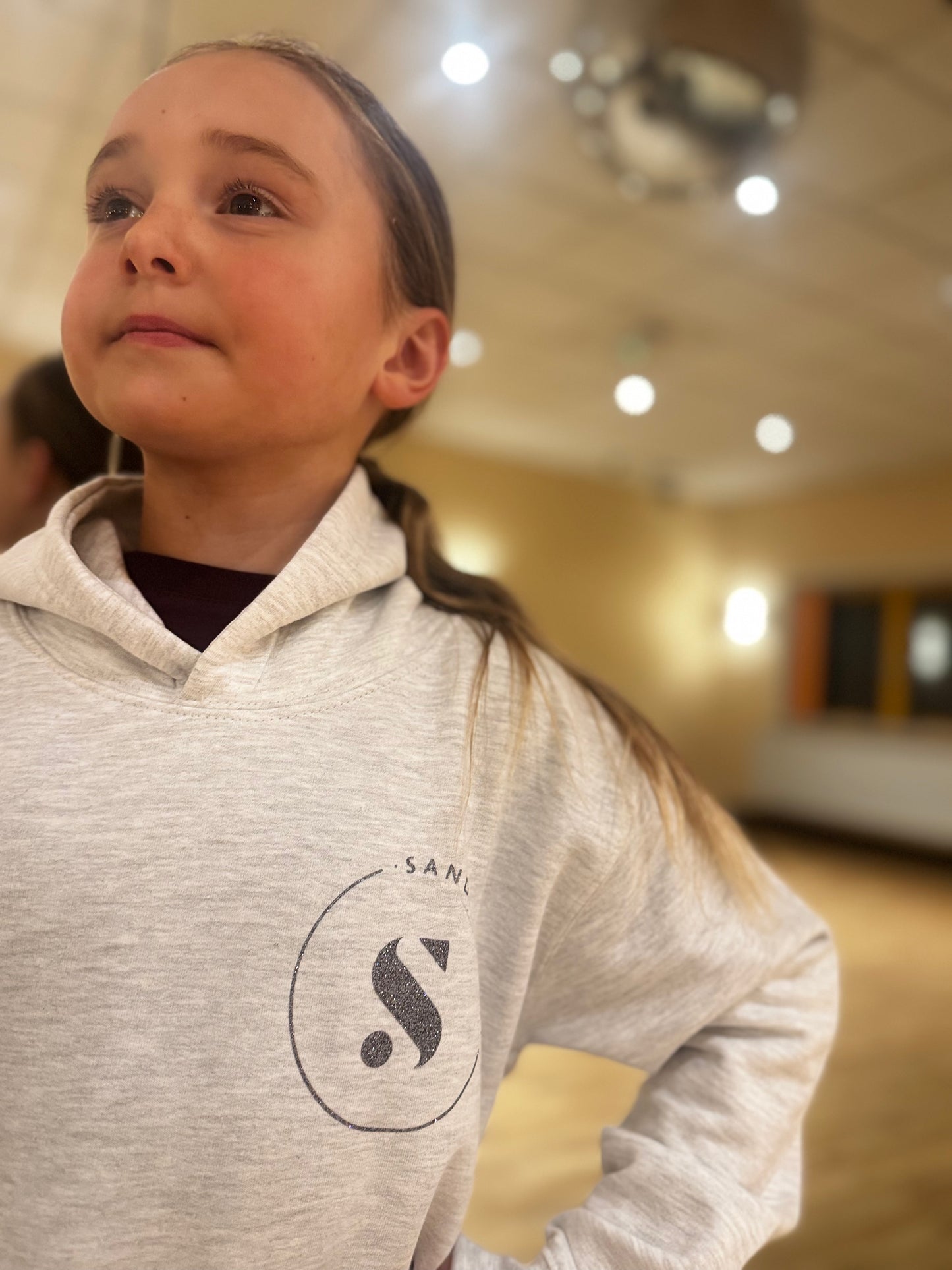 HOODIE PULLOVER GREY & DARK GREY GLITTER PRINT-  KIDS & ADULT SIZES