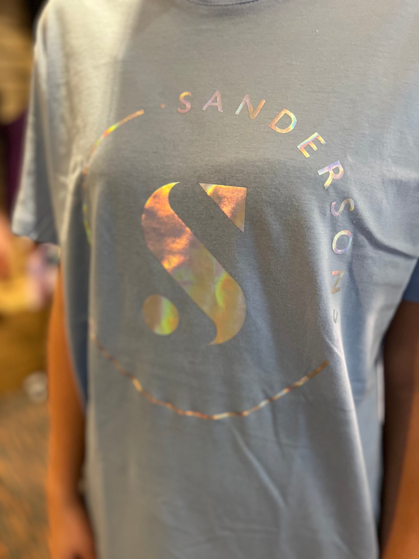 KIDS & ADULTS BLUE SANDERSONS T SHIRT WITH HOLOGRAPHIC LOGO